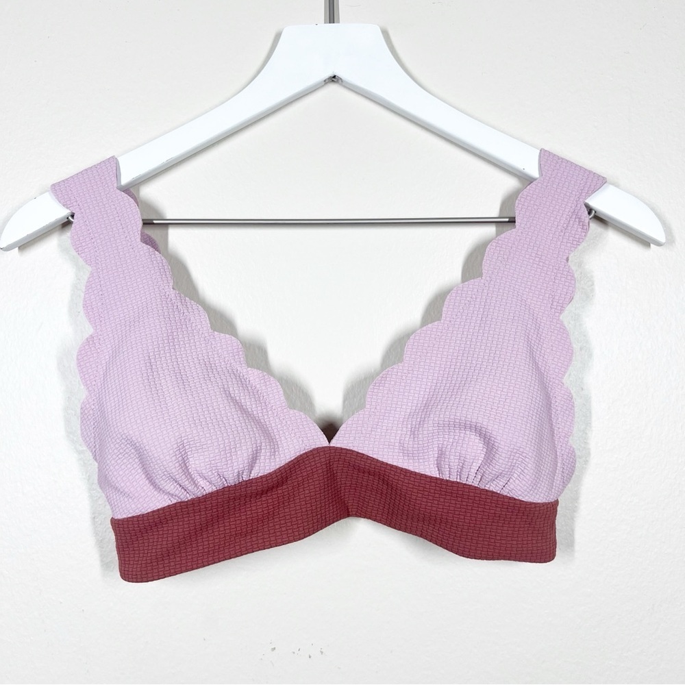 Marysia Santa Clara pink textured scalloped bikini swim top size small